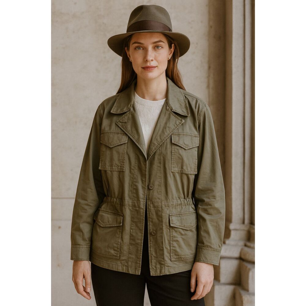 J. PETERMAN Green Military Utility Button Up Jacket  Women's Size Large